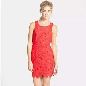 Astr Coral Floral Lace Overlay Sleeveless Mini Shift Dress | Size Small